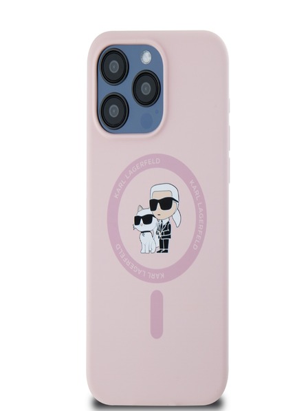 Karl Lagerfeld Folyékony szilikon Karl and Choupette Magsafe hátlap iPhone 14 Pro Max készülékhez Rózsaszín Karl Lagerfeld