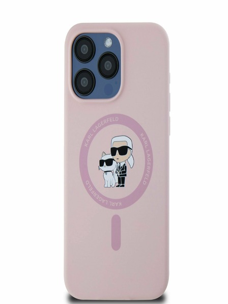 Karl Lagerfeld Folyékony szilikon Karl és Choupette Magsafe hátlap iPhone 15 Pro Max rózsaszín Karl Lagerfeld rózsaszínhez Karl Lagerfeld