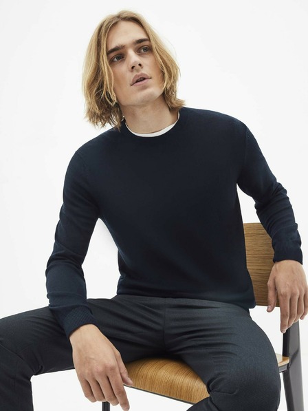 Celio Sötétkék gyapjú alap pulóver Celio Semerirond