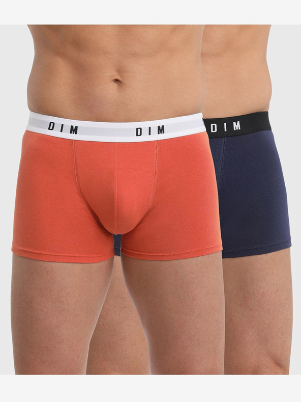 DIM Két darabos férfi boxeralsó készlet narancssárga és sötétkék színben Dim BOXER ORIGINAL 2x