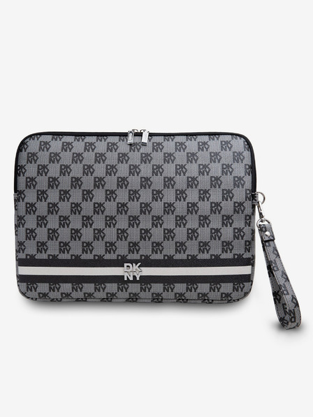 DKNY PU Leather Checkered Pattern and Stripe Notebook 15/16 Black" Tok