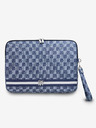 DKNY PU Leather Checkered Pattern and Stripe Notebook 13/14 Blue" Tok