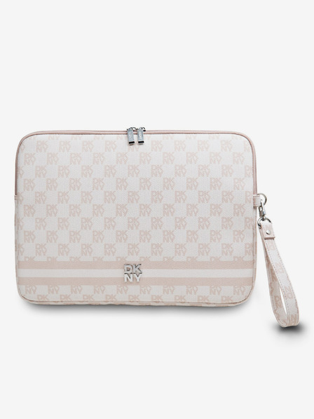 DKNY PU Leather Checkered Pattern and Stripe Notebook 13/14 Pink" Tok