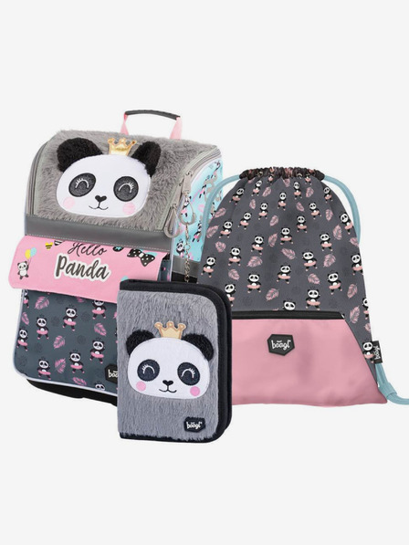 BAAGL  Szürke 3 szett zippy panda: aktatáska, tolltartó, táska Baagl