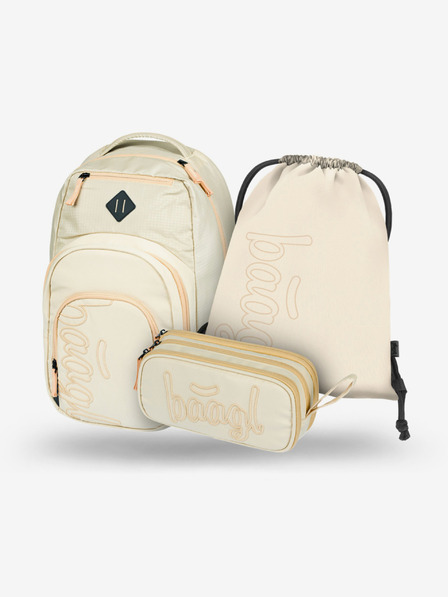 BAAGL  Beige iskolai szett - hátizsák, tolltartó, táska Baagl Coolmate Beige