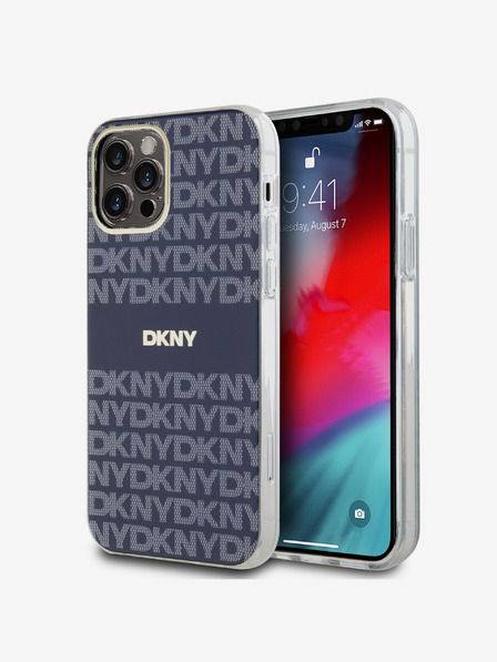 DKNY PC/TPU Ismétlődő mintás tonális csíkos Magsafe hátlap iPhone 12/12 Pro kék DKNY
