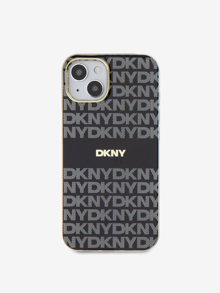 DKNY PC/TPU ismétlődő mintás, tónusos csíkos Magsafe hátlap iPhone 14 készülékhez Fekete DKNY