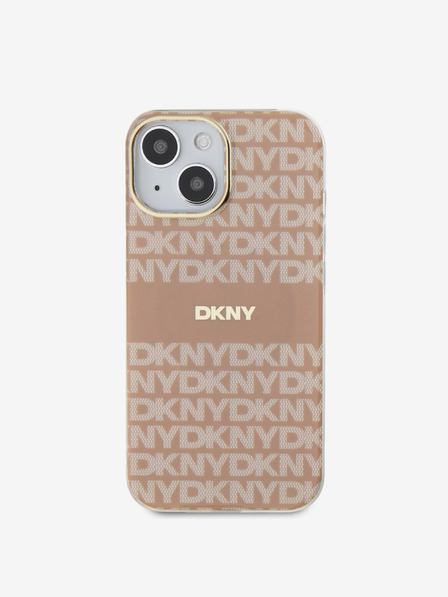 DKNY PC/TPU ismétlődő mintás tonális csíkos Magsafe hátlap iPhone 15 készülékhez Rózsaszín DKNY