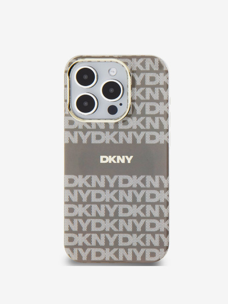 DKNY PC/TPU ismétlődő mintás tonális csíkos Magsafe hátlap az iPhone 13 Pro bézs színű iPhone 13 Pro-hoz DKNY