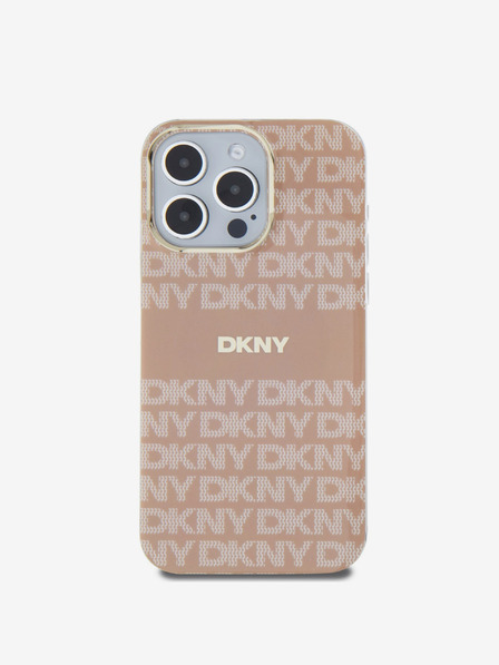 DKNY PC/TPU ismétlődő mintás, tónusos csíkos Magsafe hátlap iPhone 15 Pro Max készülékhez Rózsaszín DKNY