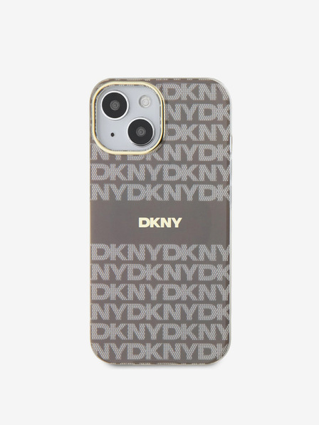 DKNY PC/TPU ismétlődő mintás, tónusos csíkos Magsafe hátlap iPhone 14 bézs DKNY