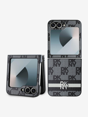 DKNY PU Leather Checkered Pattern and Stripe Samsung Galaxy Z Flip 6 Black Telefontok