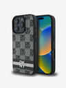 DKNY PU Leather Checkered Pattern and Stripe iPhone 16 Pro Black Telefontok