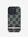 DKNY PU Leather Checkered Pattern and Stripe iPhone 16 Pro Black Telefontok