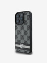 DKNY PU Leather Checkered Pattern and Stripe iPhone 16 Pro Black Telefontok