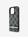 DKNY PU Leather Checkered Pattern and Stripe iPhone 16 Pro Black Telefontok