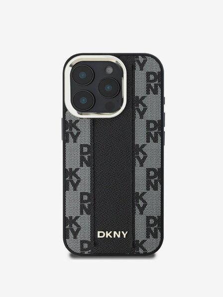 DKNY DKNY PU bőr kockás mintás Magsafe hátlap az iPhone 16 Pro készülékhez Fekete