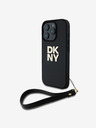 DKNY PU Leather Stack Logo Wrist Strap iPhone 16 Pro Max Black Telefontok