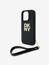 DKNY PU Leather Stack Logo Wrist Strap iPhone 16 Pro Max Black Telefontok