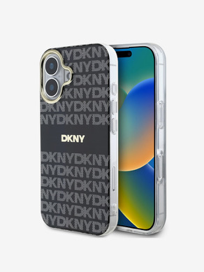 DKNY Repeat Pattern Tonal Stripe Magsafe iPhone 16 Black Telefontok