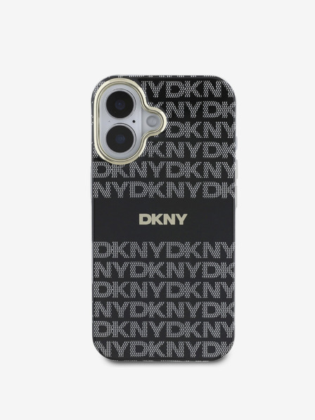 DKNY DKNY PC/TPU ismétlődő mintás, tónusos csíkos Magsafe hátlap iPhone 16-hoz Fekete