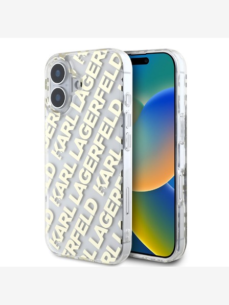 Karl Lagerfeld Karl Lagerfeld IML galvanizált ismétlődő logó hátlapi borító iPhone 16-hoz Arany