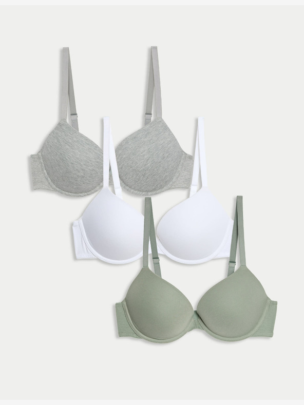 Marks & Spencer Push-up pamut aláöltözetes melltartók, 3 db, méretezés. A-E Marks & Spencer zöld