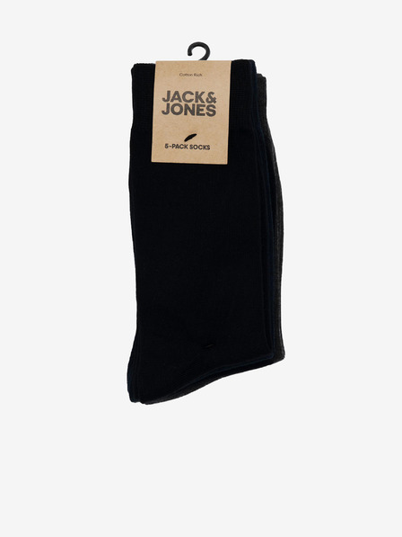 Jack & Jones Öt pár fekete Jack & Jones Basic Bambusz zokni készlet