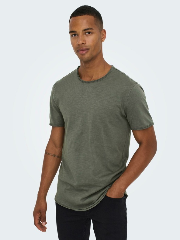 ONLY & SONS ONLY & SONS Benne zöld csíkos basic póló