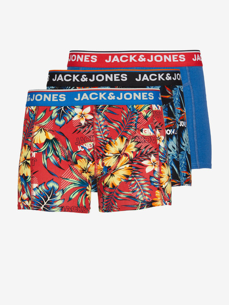 Jack & Jones Három darabos férfi mintás boxeralsó készlet piros, fekete és kék színben Jack & Jones Azores