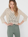 Jacqueline de Yong Krémszínű, mintás crop top 3/4 ujjú pulóver JDY New