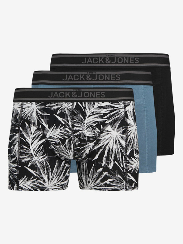 Jack & Jones Három darabos Jack & Jones férfi boxeralsó készlet fekete és kék színben