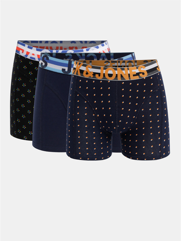 Jack & Jones Három darabos boxeralsó készlet fekete és tengerészkék színben, Jack & Jones nyomtatással