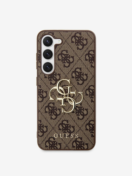 Guess Guess PU 4G fém logós fém hátlap Samsung Galaxy S23-hoz Barna