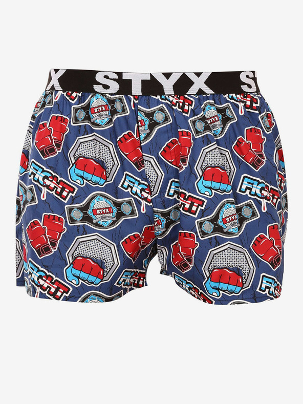 Styx Piros és kék színű, mintás férfi rövidnadrág Styx
