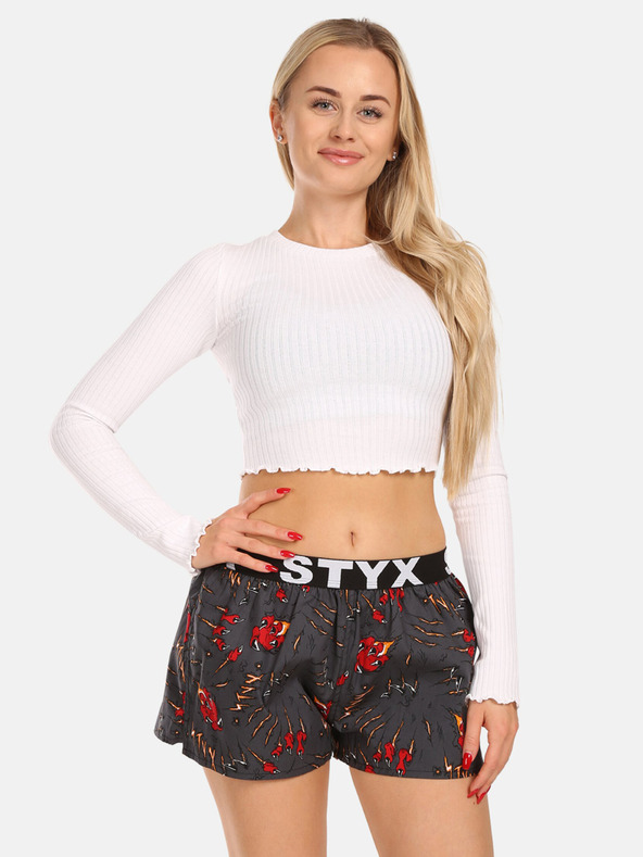 Styx Piros és szürke női mintás alvónadrág Styx karmok