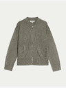 Marks & Spencer Marks & Spencer barna texturált kerek nyakú Bomber stílusú kötött kardigán