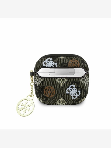 Guess PU 4G Peony Charm Pouzdro pro AirPods 4 Brown Tok