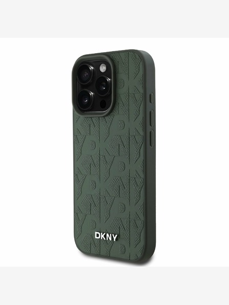 DKNY DKNY PU-bőrből készült, rácsos mintázatú, Magsafe hátlapi borító iPhone 16 Pro Max-hoz Zöld