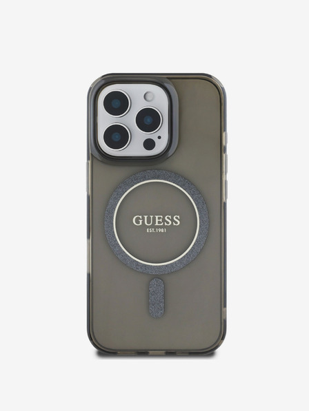 Guess Guess IML csillogó gyűrűs MagSafe hátlapi borító iPhone 16 Pro Max fekete