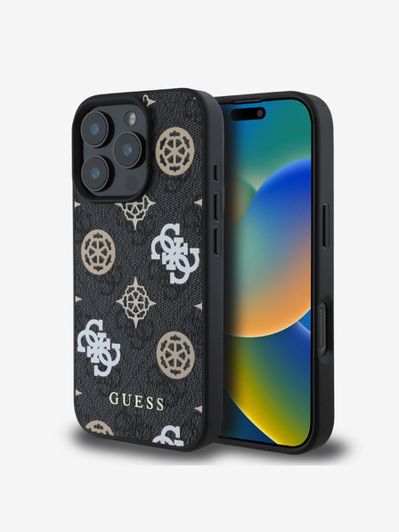 Guess Guess PU 4G Peony MagSafe MagSafe hátlap iPhone 16 Pro Max készülékhez Fekete