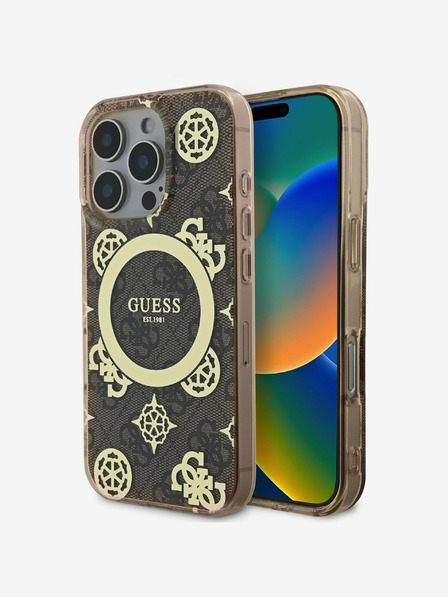 Guess Guess IML 4G Peony MagSafe hátlap iPhone 16 Pro Max készülékhez Barna