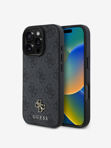 Guess Guess PU 4G kis fém logós MagSafe hátlap iPhone 16 Pro készülékhez Szürke