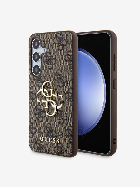 Guess Guess PU 4G fém logós fém hátlap a Samsung Galaxy S24 készülékhez Barna