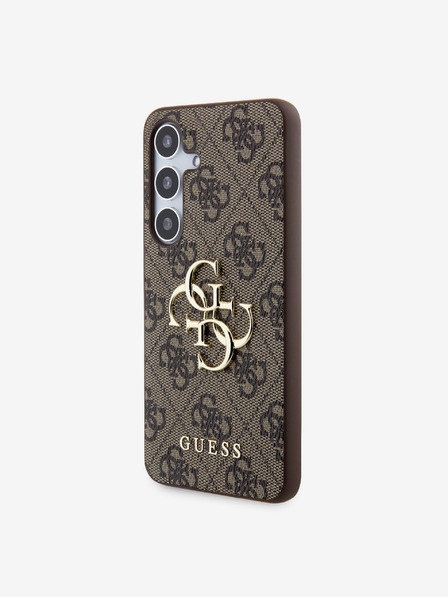 Guess Guess PU 4G fém logós fém hátlap a Samsung Galaxy S24 készülékhez Barna