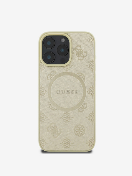 Guess Guess Sáfrányos bazsarózsa bélyegzős MagSafe hátlap iPhone 16 Pro-hoz Arany