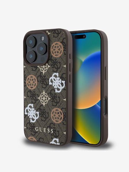 Guess Guess PU 4G bazsarózsa MagSafe hátlap iPhone 16 Pro készülékhez Barna