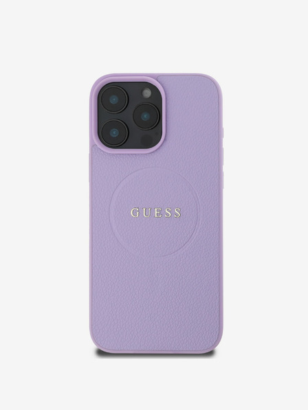 Guess Guess PU szemcsés klasszikus logós MagSafe hátlap iPhone 16 Pro-hoz Lila