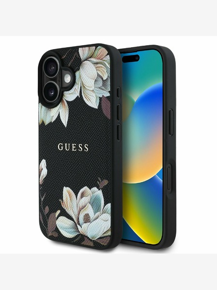Guess Guess PU szemcsés Magnolia MagSafe hátlap iPhone 16-hoz Fekete