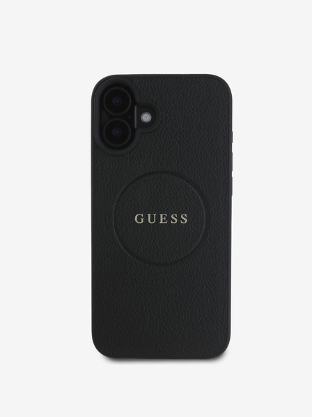 Guess Guess PU szemcsés klasszikus logós MagSafe hátlap iPhone 16-hoz Fekete